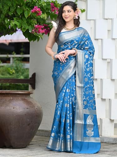 Image of Yashika Women Banarasi Kanjivaram Silk Saree Set with Blouse |saree for Women | Saree | New Sari
