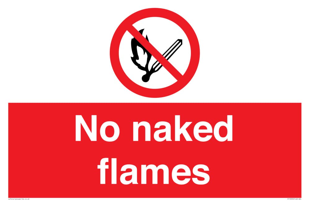 No naked flames Sign - 600x400mm - A2L
