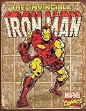  ShopForAllYou Panneau décoratif vintage Iron Man en métal rétro super-héros bandes dessinées, plaque en étain, décoration d\'intérieur, Man Cave