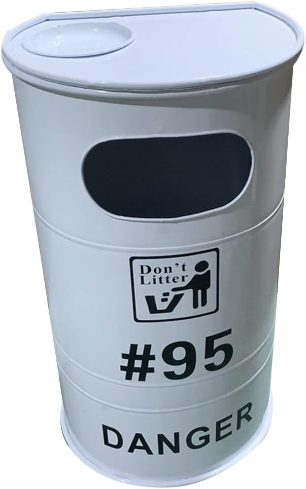 Style Metal Tapered Dustbin Lid，Dustbin Lid， Bins Commercial Large Metal Trash Can,Retro Industrial Style Outdoor Litter Box with Lid(Yellow)