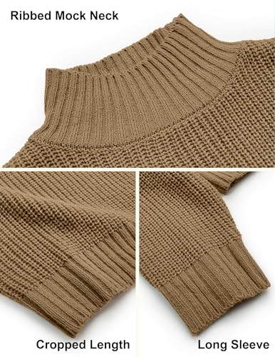 Image of Libsorge Womens Cute Lightweight Turtleneck Ultra Cropped Sweaters Spring 2025 Ribbed Knit Crop Thin Pullover Sweater