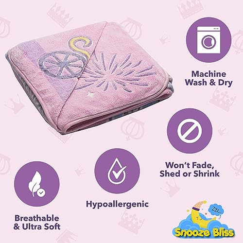 Image of Snooze Bliss Glow in the Dark Princess Blanket- Fun Birthday Gift for Kids Who Love Toys & Dresses for Girls. Cute Toddler Blanket Throw for Princess Bedding and Room Decor