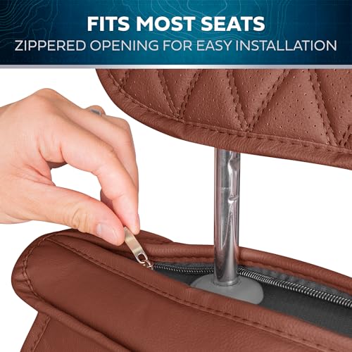 MotorBox Car Seat Covers – Ranch Leatherette Faux Leather Terracotta Seat Covers for Car – Diamond Stitched Cushioned Seat Protectors for Automotive Accessories, Trucks, SUV, Car – Full Set by MotorBox - Used condition - Image 2