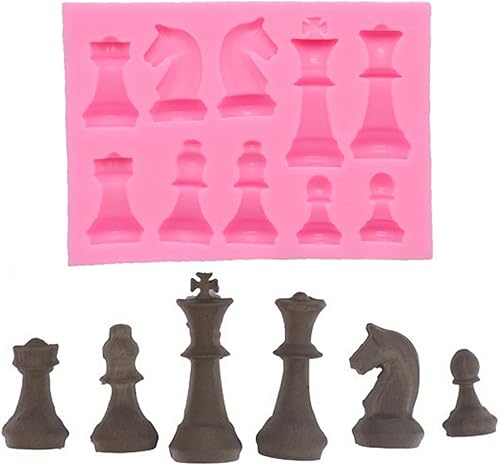 Miniatura 2 de Molde de ajedrez Fondant Cake Chocolate Moldes de silicona Caballero Rey Reina Jabón Arcilla Molde