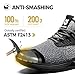SUADEX Steel Toe Sneakers for Men Women Indestructible Work Shoes Lightweight Comfortable Safety Sneakers Slip-Resistant Composite Toe Shoes for Construction Grey