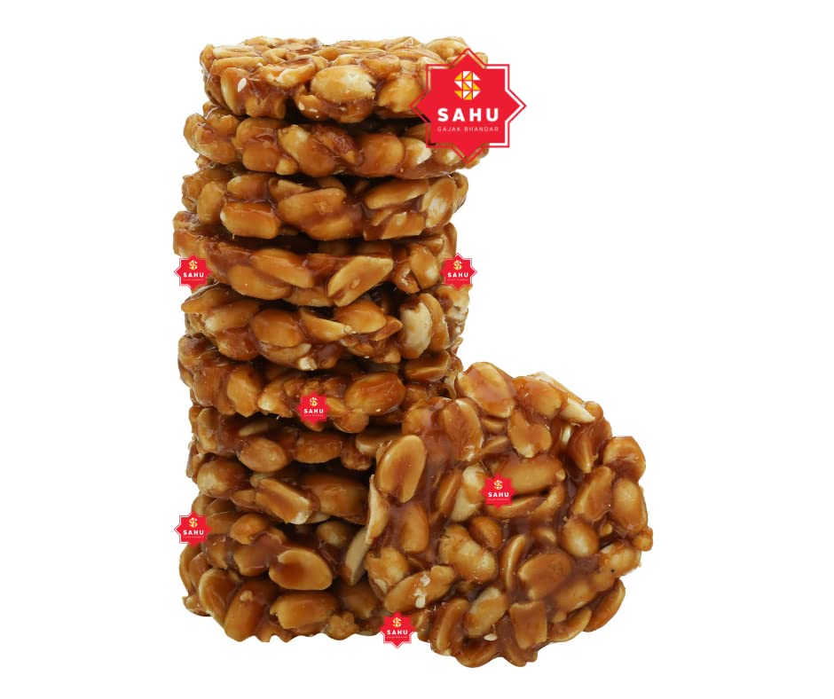 Image of SAHU GAJAK BHANDAR Ginger Flavor Round Peanut Chikki Snacks 500 Gm