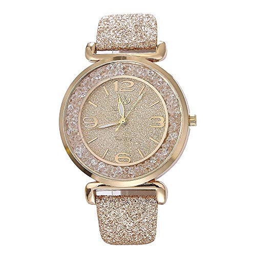 DIVISTAR Relojes de Cuarzo de Cristal para Mujer, Reloj de señora análogo Numeral Ulanda-EU Relojes de Mujer Relojes (Oro)