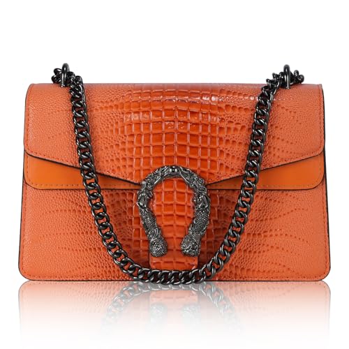 Image of Women's Crossbody Shoulder Bag Snake Print Satchel Purse Leather Chain Clutch Evening Handbag