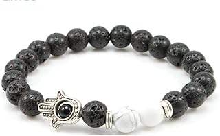 High Quality Black and white Beads Lava Stone Hand Bracelet For Men Women Natural Stone Bead