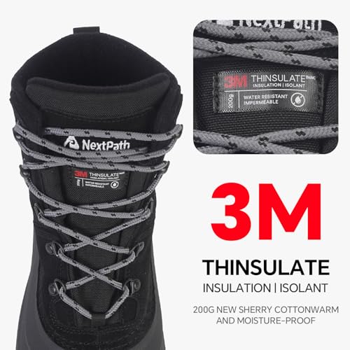 Nextpath Men's Snow Boots, 3M Thinsulate Leater Winter Work Boots For Men by Nextpath - Used condition - Image 3