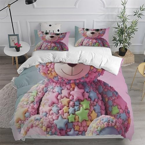Housse de couette ours et taies d'oreiller pour créer une chambre enfant thème nature sauvage