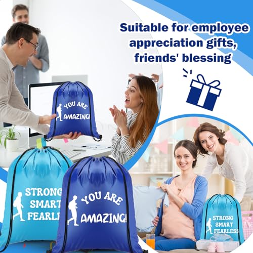 Kacctyen 60 Pcs Thank You Inspiration Gifts Bags Bulk Drawstring Backpack 13" x 17" Employee Appreciation Gifts Motivational Gym Sports Sack Pack Team Bag for Women Men Teachers Coworker Homeless4