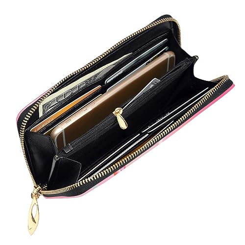 Portefeuille à fermeture éclair pour femme noir 19,8x10,5 cm avec fentes pour cartes