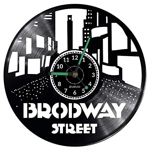 Horloge Rétro Broadway Street - Édition Fait Main en Vinyle W0281