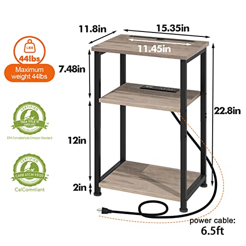 Amhancible Nightstands Set Of 2, End Side Table With Charging Station And Phone Holder, Slim Couch Table With Usb Ports & Outlets, Small Bedside Table With Storage Shelf For Bedroom, Living Room #TOP2