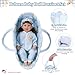 BABESIDE 3 Pcs Baby Doll Bassinet with Bedding Set for 17-22 Inch Babydolls, Cute Puppy Print Baby Dolls Crib Dolls Bed with Pillow Blanket for Reborn Baby Doll Accessories, Blue
