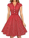 Wedtrend Women's 50s Retro Rockabilly Dress Cap Sleeve Vintage Cocktail Dress for Homecoming WTP10007RedWhiteDotXS