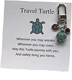 Turtle Keychain Personalized Travel Turtle Key Chains with Custom Engraved Initial Letter Tag and Handmade Animal 3D Sea Turtle, Good Luck Charms Keyring, Inspirational Birthday Gifts For Men Women