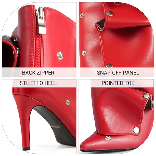 Image of Women's Knee High Shark Boots Pointed Toe High Heels Ruched Stiletto Slouchy Party Boots Detachable Snap-off Panel