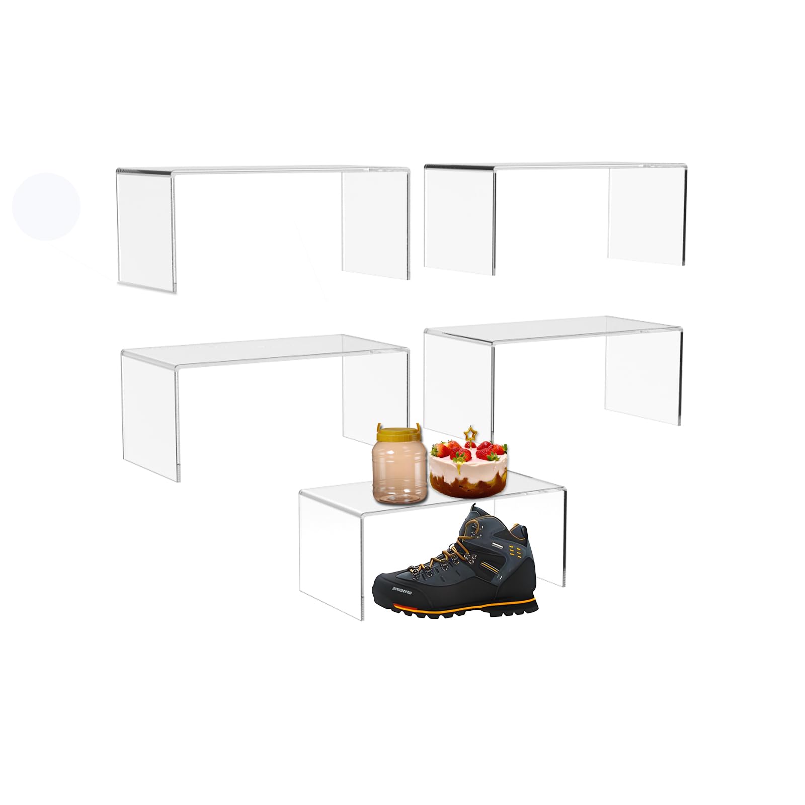 Große Acryl-Ständer, transparente Regale, 4 Stück, für Küche, Wohnzimmer, Dessert, Cupcakes, Parfums, Sammlerstücke, Figuren für Heimdekoration, Partys, Geschäfte