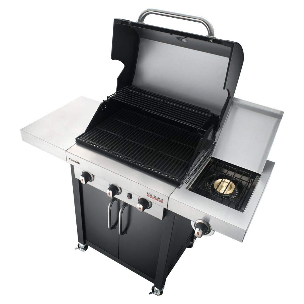 Char-Broil Professional 3400B - 3 Brenner Gasgrill mit Seitenbrenner, Schwarz | Seitenbrenner