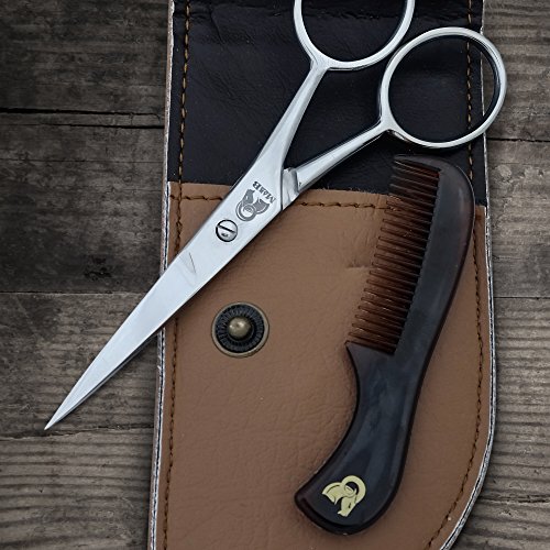 Beard And Mustache Scissors With Comb For Precise Facial Hair Trimming - Sharpness And Stainless Steel Give These Scissors Durability That Will Last #TOP3
