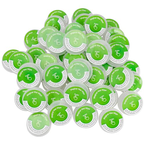 Image of 50 Pack Rose Fragrance Hand Wipes - Sanitizing Non-stimulating Press Push Up Towelettes, Individually Sealed Wet Mini Wipes, Alcohol-Free Moisturizing Cleaning for Travel, Gym & Outdoor Activities