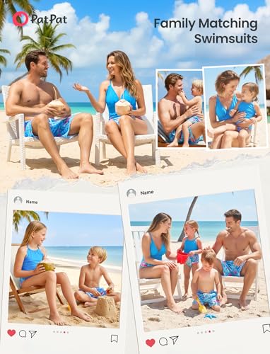 Image of PATPAT Mommy and Me Matching Swimsuit:One Piece V Neck Bathing Suits Leaves Printed Family Swimwear Matching Set