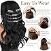 Gx Beauty 20 Inch Clip In Hair Extensions 5 PCS Long Wavy Synthetic Black Hair Extension & Natural Soft Invisible Clip Thick Hairpieces for Women Daily(20Inch, 5pcs, Black)
