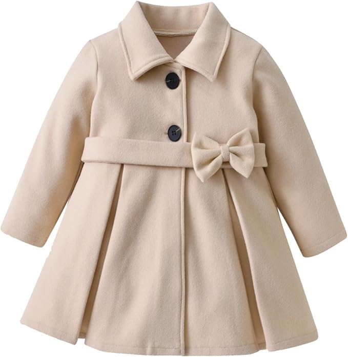 Yimoon Toddler Baby Girls Wool Blend Coat Long Sleeve Buttons Dress Coat Fall Winter Jacket Clothes