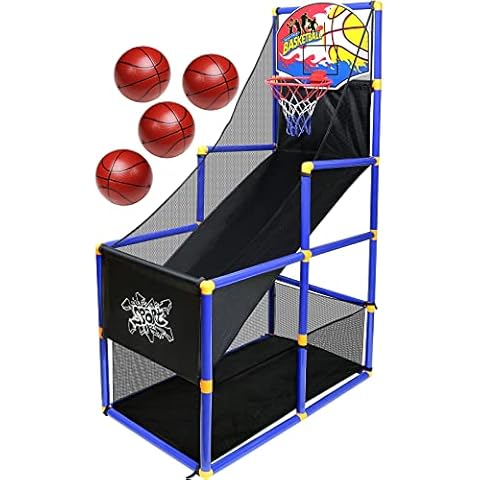 Kiddie Play Toy Basketball Hoop Arcade Game Set | with 4 Balls & Air Pump, Indoor Outdoors Sports Toys for Kids Cover