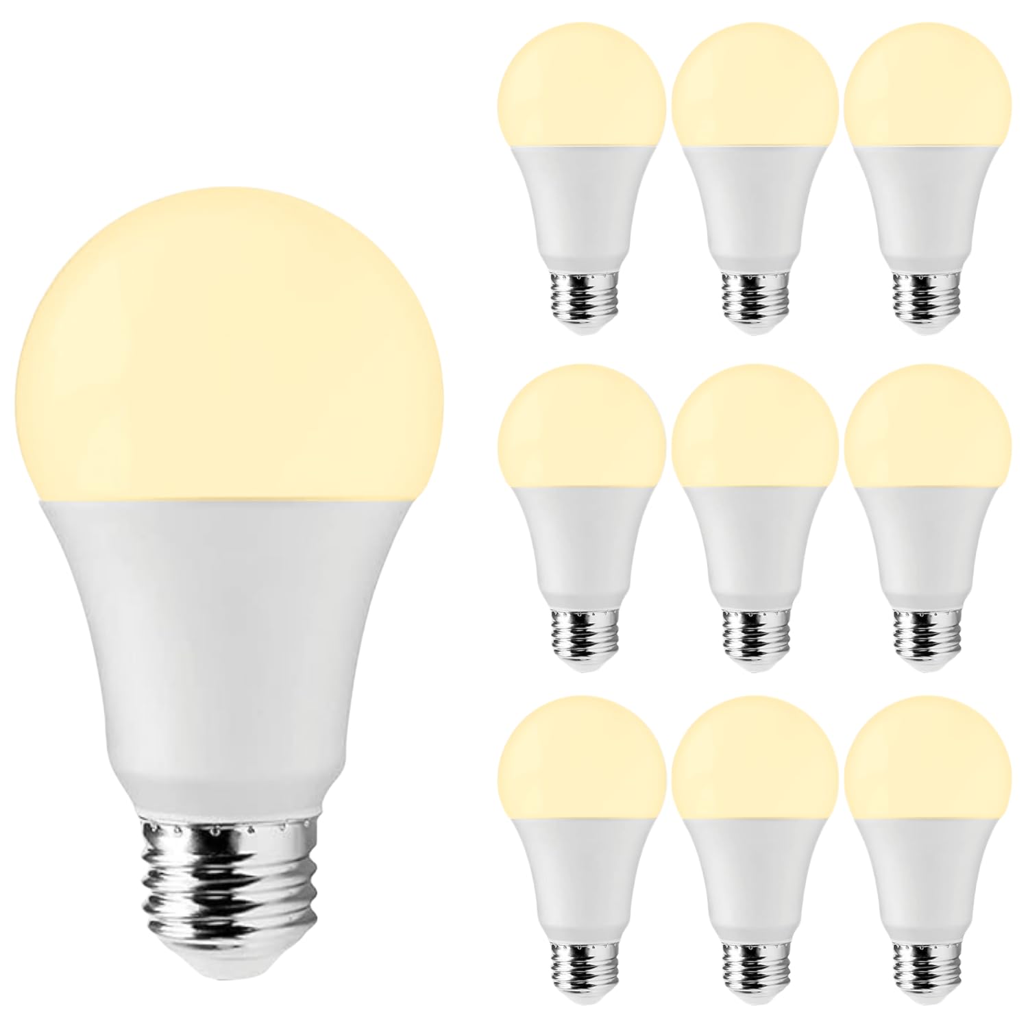 HUA QIANG WANG9W LED Light Bulb Warm White 3000K, 800Lm, Pack of 10, Non-Dimmable, E27 Base, Yellow Light
