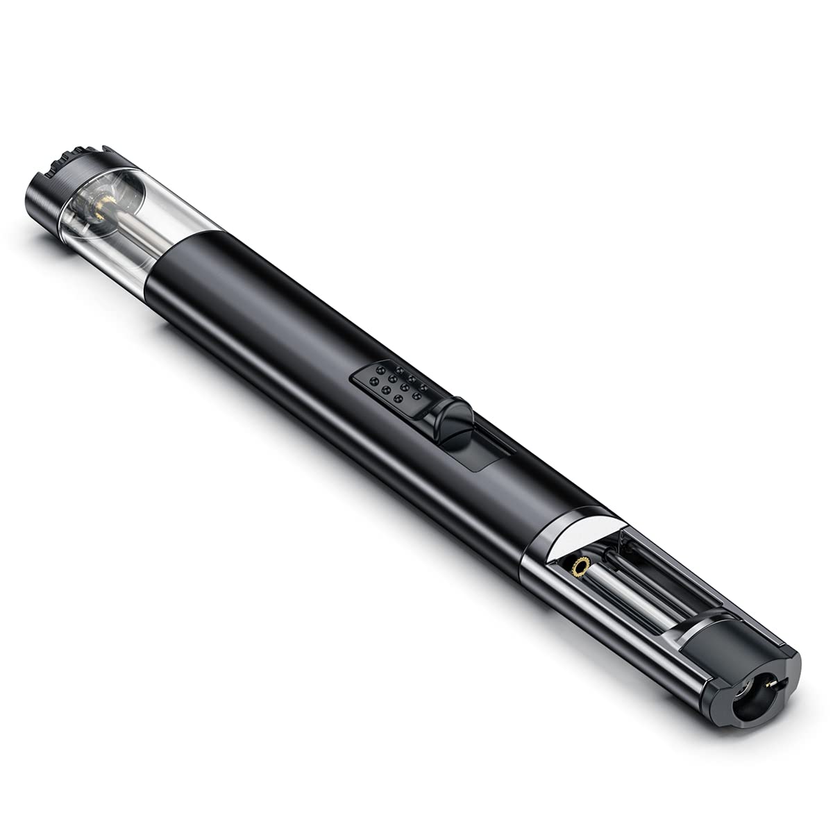 Jopoo Black Jet Lighter Windproof Gas Refillable Butane Long Torch Lighter Reach For Smoking Candle Cookers Stove Bbq (Sold Without Gas)