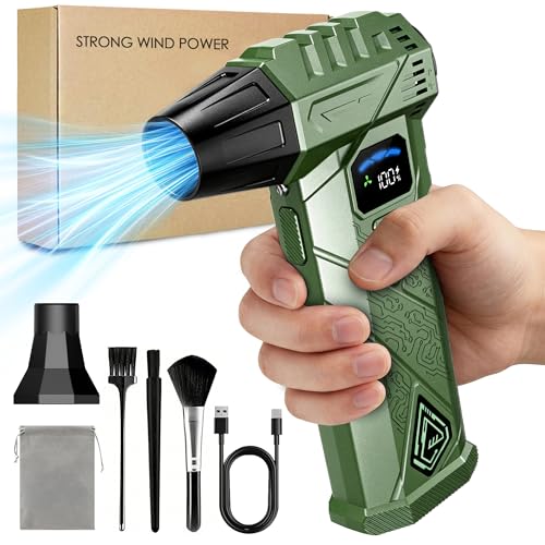 Compressed Air Duster, 130000RPM High-Speed Electric Air Duster with Smart LED Display & Stepless Speed Control, Rechargeable Cordless Air Blower for PC Keyboard, Car & Home Cleaning (Green) - image 1