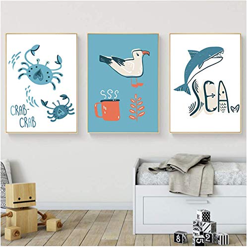 Póster de pájaro de ballena en lienzo de 50x70 cm decorativo para salón