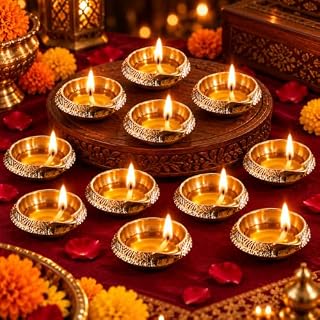 TIED RIBBONS 100% Pure Brass Diya for Puja