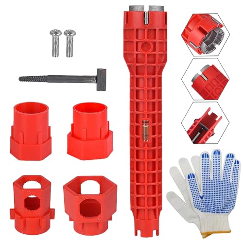 Shiquan 14 En 1 Herramienta De Instalación De Lavabo, Llave De Fregadero Incluye Guantes Antideslizantes , Llave De Grifo, Adecuado Para Inodoro, Cocina Multifunción, Grifo De Grifo De Instalación