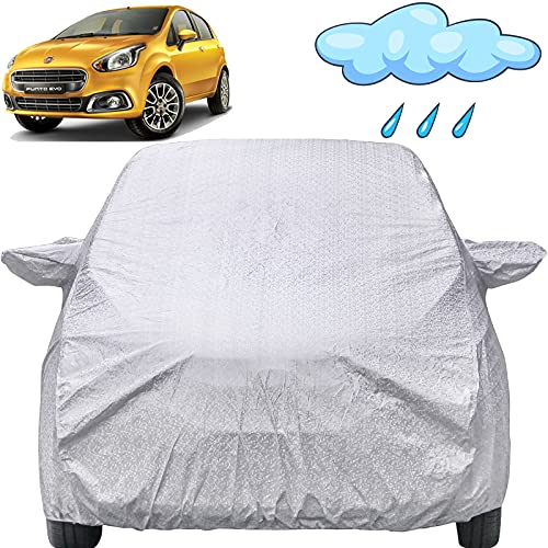 Image of Autofact Waterproof Car Body Cover Compatible with Fiat Punto (2011 to 2017) with Mirror Pockets (Shinning Silver)