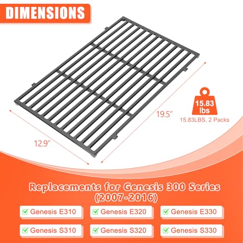 QuliMetal 19.5" Cooking Grates for er Genesis 300 Series, Genesis