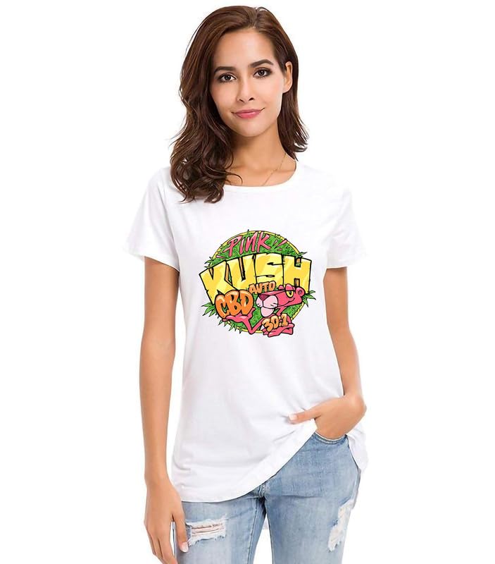 EpikoLoose Fit Pink Panther Kush Print Tshirt for Women and Girls | Unique Design Womens Graphic Tshirt