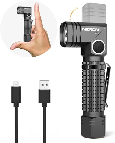 NICRON Linterna, 700 lúmenes 90 grados linterna de bolsillo recargable IP65 impermeable 5 modos para camping, al aire libre, senderismo, reparación