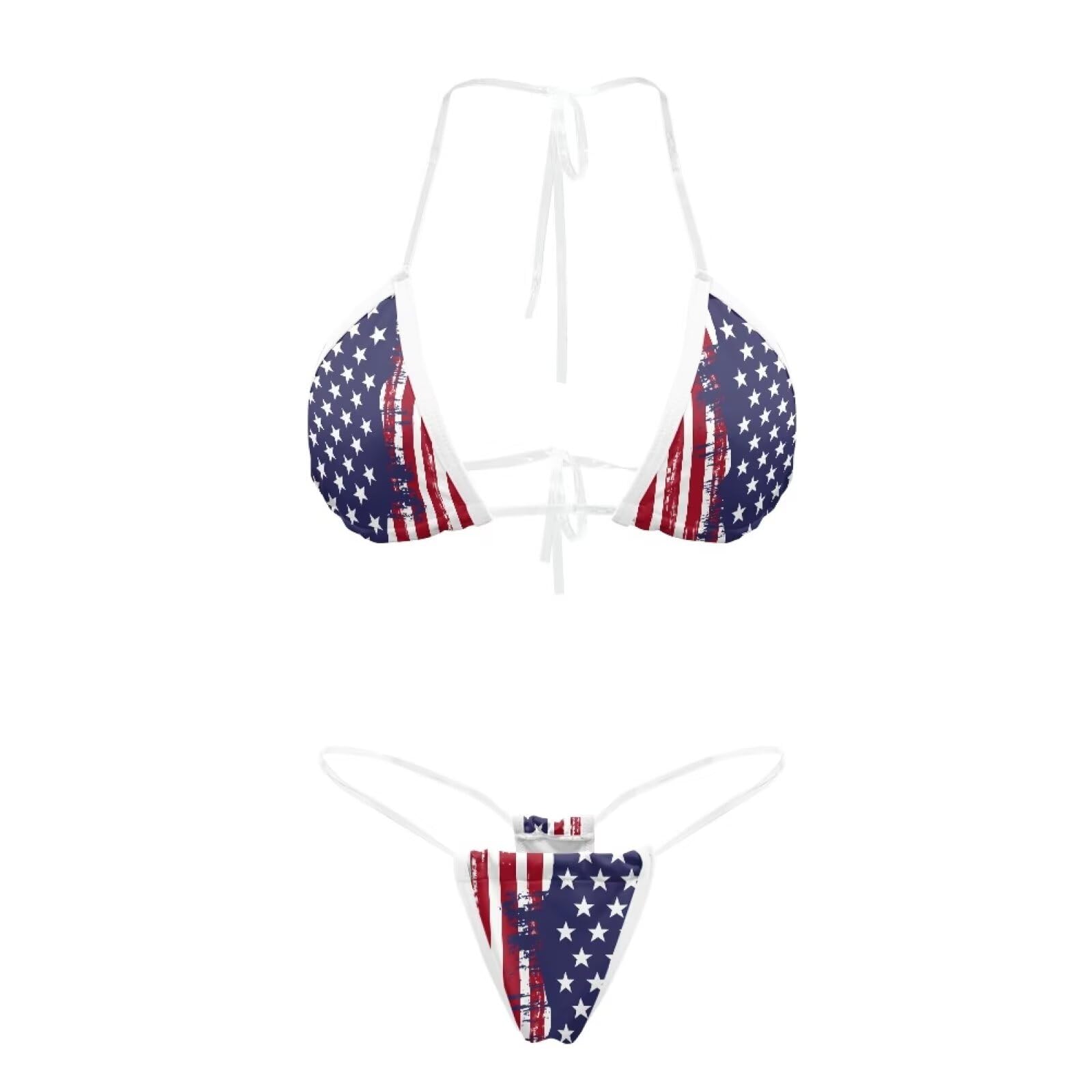 Bikini stringi dla kobiet dwuczęściowy seksowny zestaw bikini bezczelny trójkątny top mini bikini przezroczyste paski strój kąpielowy