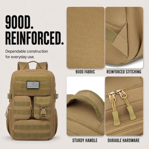 Image of Small Tactical Backpack for Men, 25L Military MOLLE EDC Daypack