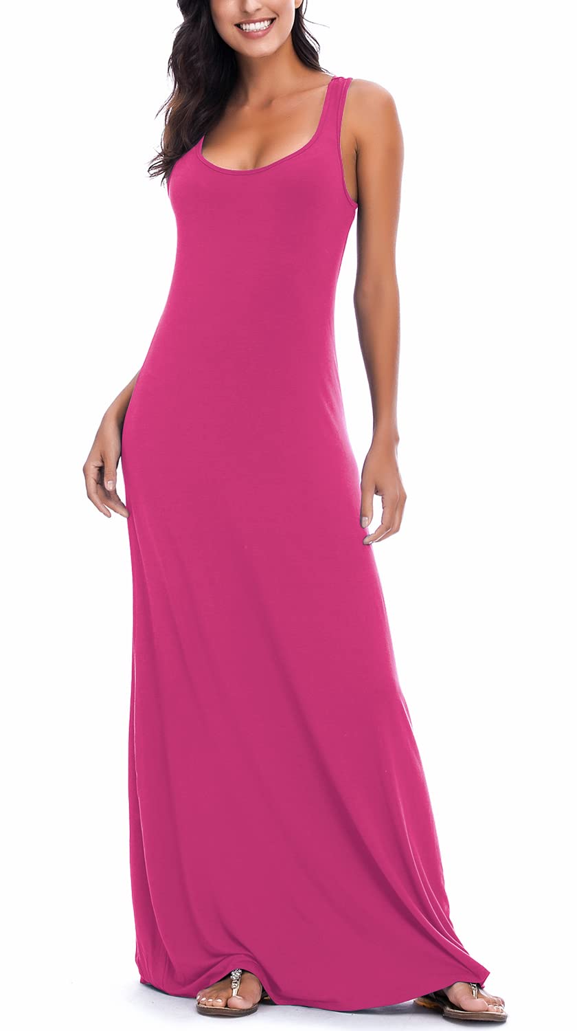 EXCHIC Women's Sexy Tank Top Maxi Long Dress Casual Sleeveless Summer Beach Dress