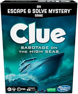 Clue Board Game Sabotage on the High Seas, Clue Escape Room Game, Murder Mystery Games, Cooperative Family Board Game, Ages 10 and up, 1-6 Players
