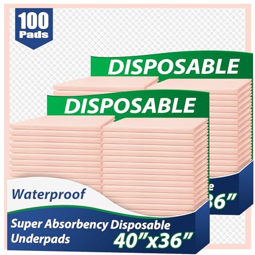 Image of MKISS Extra Large Bed Pads 40 inch x 36 inch(100 Count), Disposable Super Absorbent Heavy Duty Incontinence Underpads, Thicken Chucks Pads for Adults, Children, Babies, Elderly and Pets