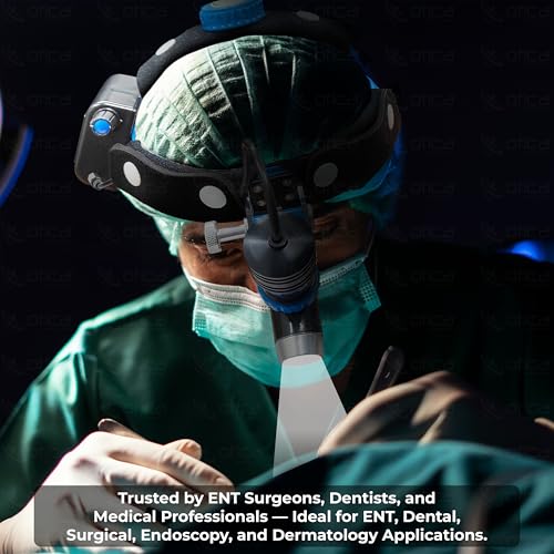 Image of OTICA 10W ENT Surgical LED Headlight High-Intensity Medical Headlamp for Doctors Hospital Dental Portable Rechargeable Headlight (Brightness, Spot Size Control + Dual Detachable Battery) - Blue