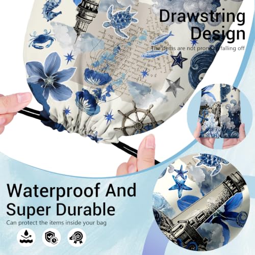 Image of Coastal Lighthouse Drawstring Storage Bag Portable Pouch Bag for Outdoor Travel