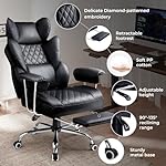 COMHOMA Big and Tall Office Chair, High Back Leather Gaming Chair with Footrest, Executive Ergonomic Office Chair with Pocket Spring Lumbar Support and with Outward Fixed Soft Armrests - Image 5