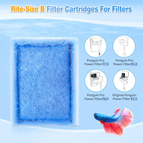 Image of Umlecoa 8 /16 /32 Pack Rite-Size B Filter Cartridges Compatible with MarineLand Penguin PRO Power Filters 100 /125 /175 & Original Penguin Power Filter 150 - Rite-Size B Replacement Filter Cartridges